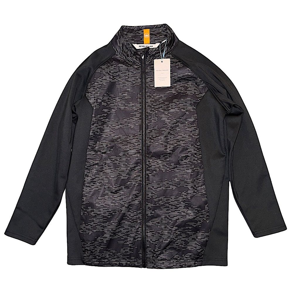 Peter Millar Youth Collection Merge Elite Hybrid Full Zip Gold Jacket in Black